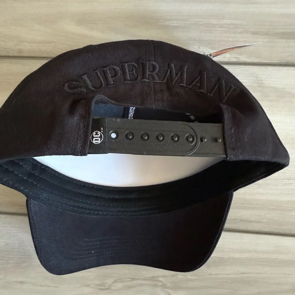 DC Comics Superman All Black Rubber Logo Baseball Cap Black OS NWT